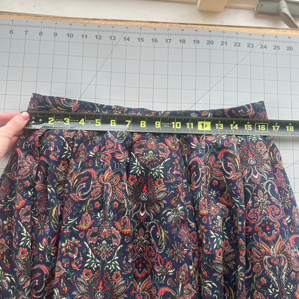 Vintage Pitlochry Scotland Wool Paisley Pleated Midi Skirt Womens 18 Cottagecore - Picture 7 of 7